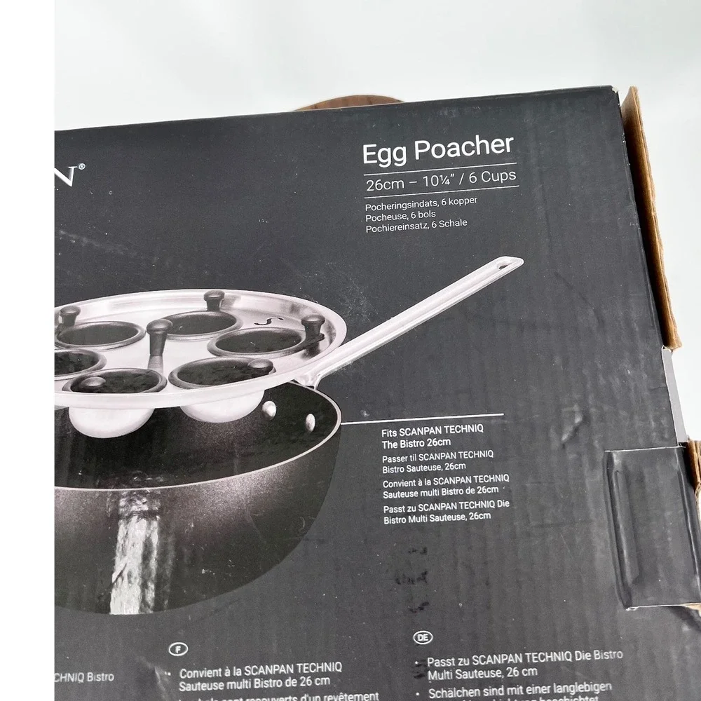 Scanpan TechnIQ 6 Cup Egg Poacher Insert 26cm 10.25in Stainless Steel NIB